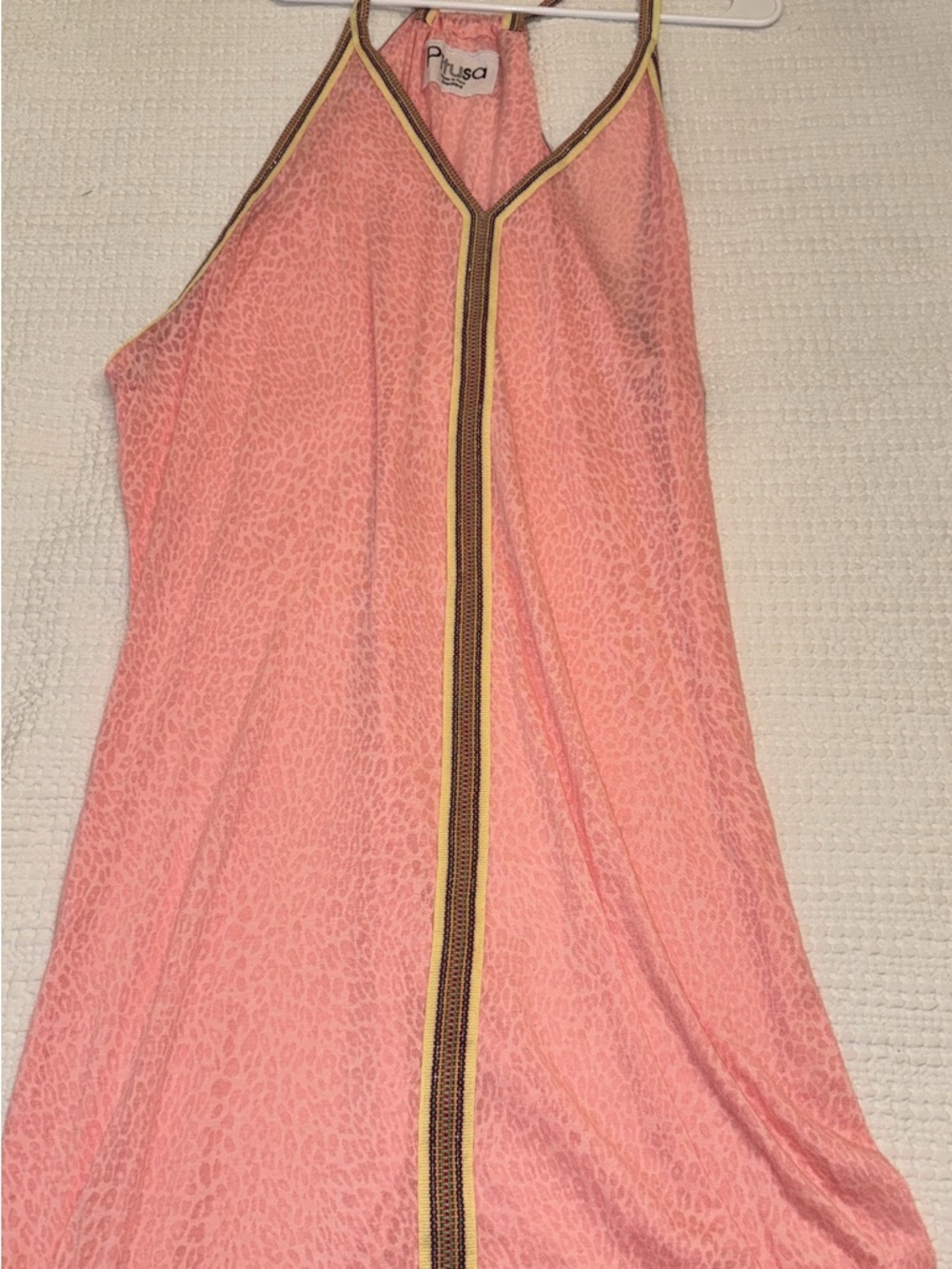 Pitusa Pink Halter Swim Coverup with Contrast Trim